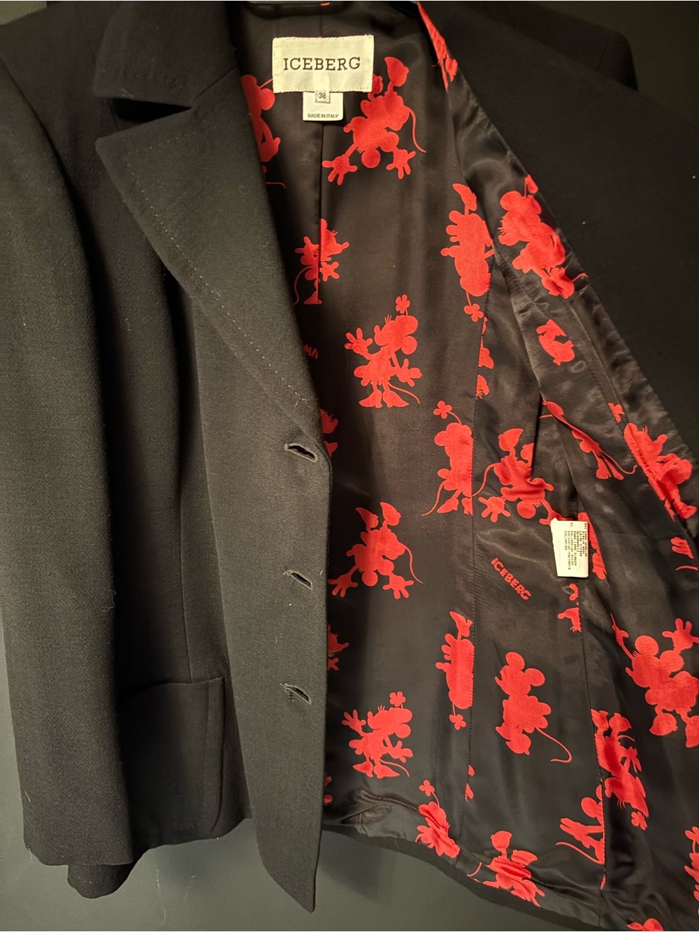 Vintage Iceberg Black Suit with Red Minnie Character Print-EUC - Picture 8 of 11